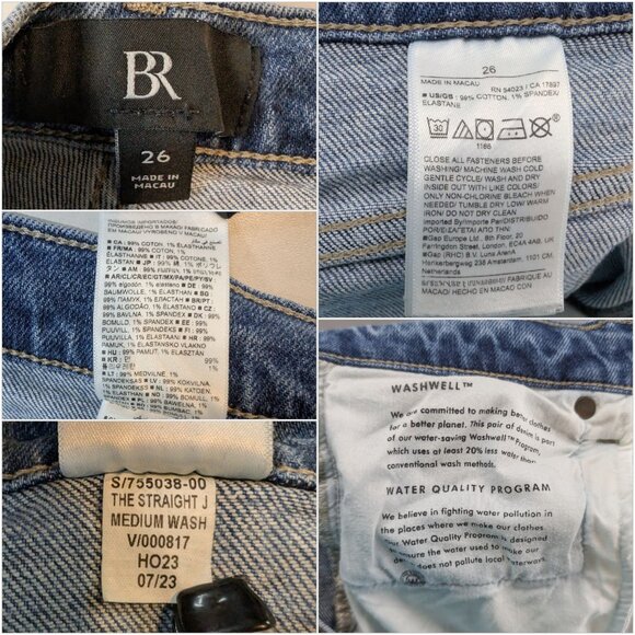 Banana Republic The Straight Jeans Womens Blue Light Wash Stretch Denim Size 26 - Picture 7 of 11